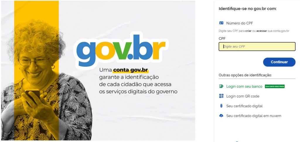 Portal para entrada no gov.br