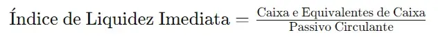 Fórmula do Índice de Liquidez Imediata